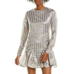 NWT Atoir Walk Me Home Metallic Cocktail Mini Dress in Silver/Gray
